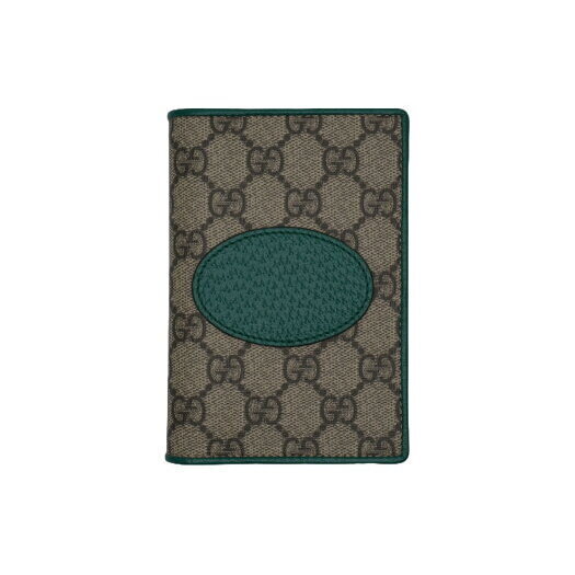 Gucci Passport Wallet Gg Supreme Canvas Leather Beige Green Gucci Passport Wallet Gg Supreme Canvas Leather Beige Green